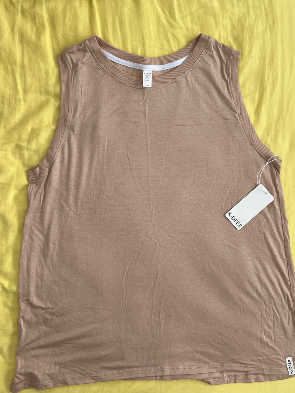 K-DEER Women's Sleeveless Muscle Tee in Taupe Pink